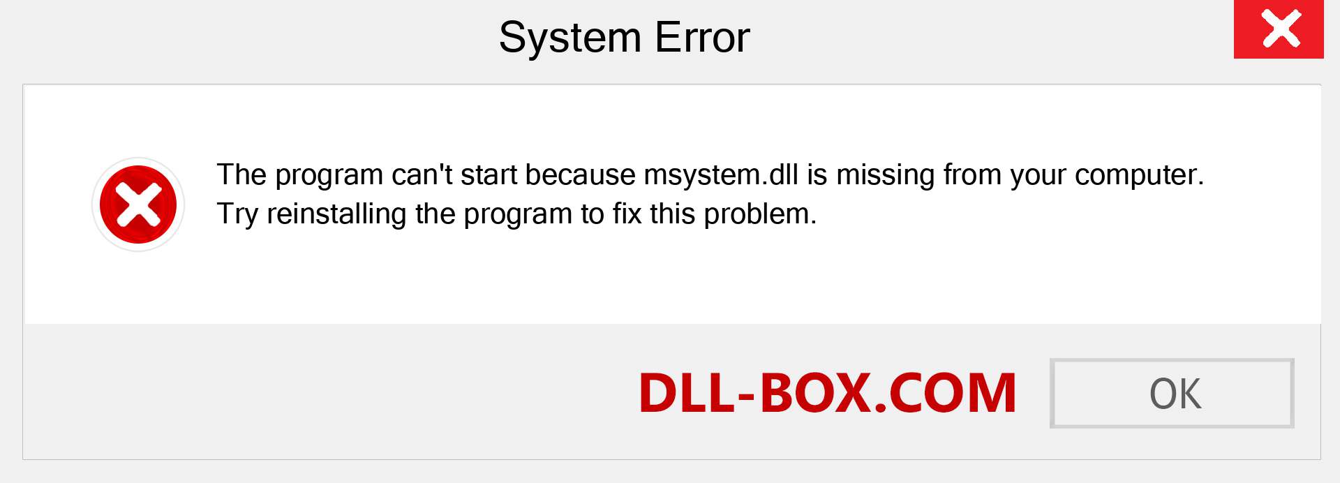  msystem.dll file is missing?. Download for Windows 7, 8, 10 - Fix  msystem dll Missing Error on Windows, photos, images