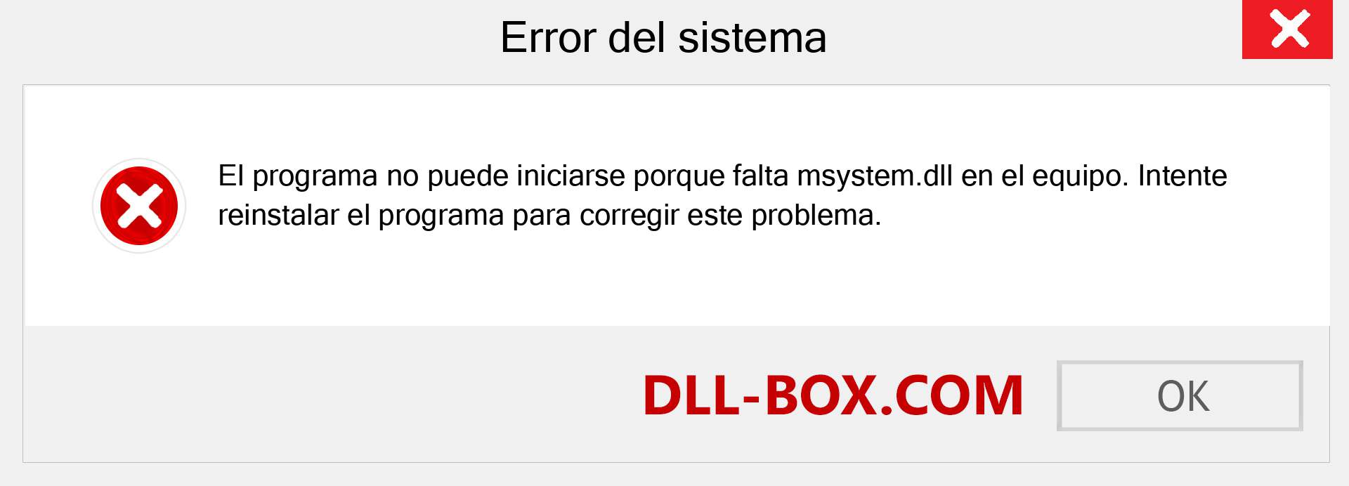 ¿Falta el archivo msystem.dll ?. Descargar para Windows 7, 8, 10 - Corregir msystem dll Missing Error en Windows, fotos, imágenes